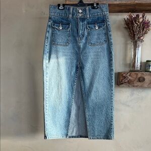 We The Free Denim Midi Madison Skirt